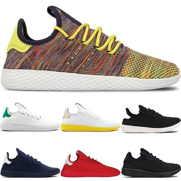 

2018 designer pharrell williams x stan smith tennis men women running shoes hu primeknit white green mesh sports sneaker size 36-45, White;red