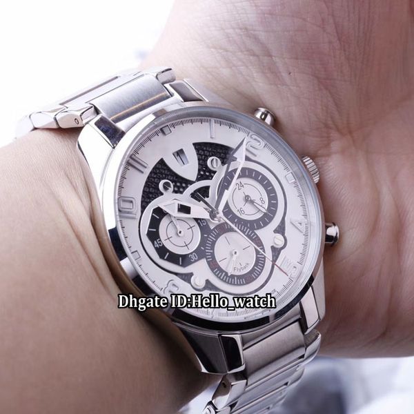 

new 5 style 44mm date white/black dial japan quartz chronograph mens watch satch stainless steel bracelet gents sport watches, Slivery;brown