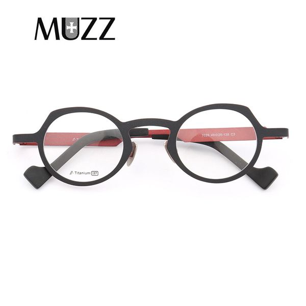 

muzz super light pure titanium frames eyeglasses men optical irregular small round full rim frame myopia prescription clear len, Silver