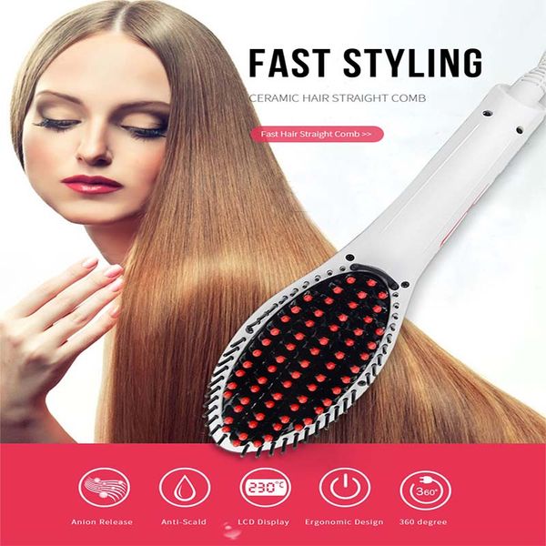 Digital Display Hair Straightener Comb Anti Static Ceramic Heating