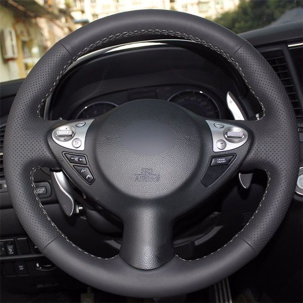 

leather steering wheel hand-stitch on wrap cover for nissan juke maxima