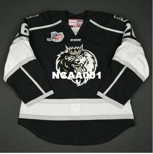 

real men real full embroidery echl monarchs 37 nick shore 26 daniel ciampini hockey jersey or custom any name or number jersey, Black;red
