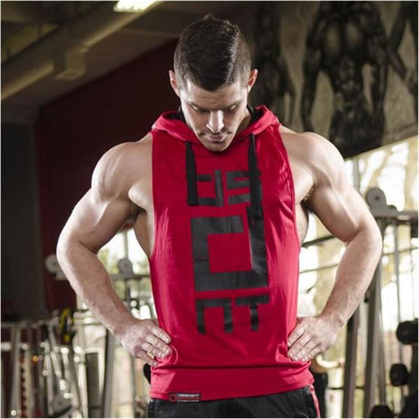

Cotton New Productsfitness Men Bodybuilding Cotton Sleeveless Top Solid Stringer Hoodie Tank Top Summer Mens Hooded Shirts Cotton