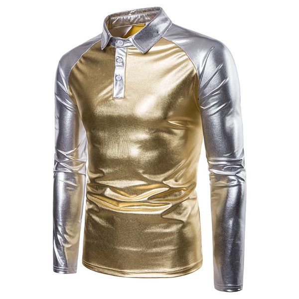 Acquista T Shirt A Manica Lunga Color Oro Da Uomo Con Maniche