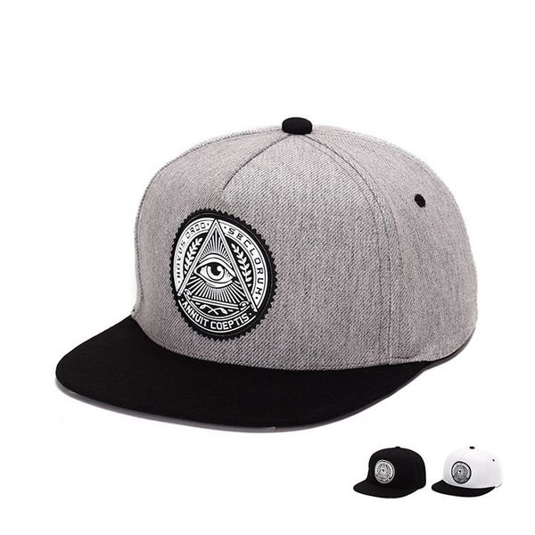 

snapback men round eye label snapback hats women hip fashion hop hats adjustable snapbacks cap men baseball illuminati triangle ufpbw, White;black