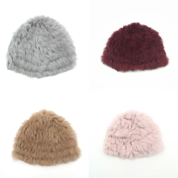 Pure Hand Weave Cap Pure Color Cony Hair Caps Autumn And Winter
