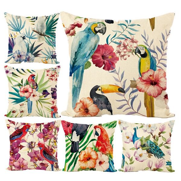 

наволочка многоцветный горячий хлопок наволочка попугай птица тропический завод печати наволочка автомобиля талии наволочка