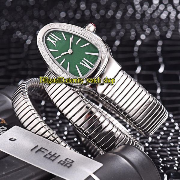 

luxry new serpenti tubogas 101910 sp35c6sds.2 т зеленый циферблат швейцарский кварцевые женские часы корпус из нержавеющей стали браслет мод, Slivery;brown