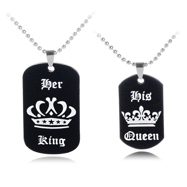 

новая мода ее король его королева кулон ожерелье корона очарование пара ожерелья звено цепи посеребренные ювелирные изделия любителей подаро, Silver