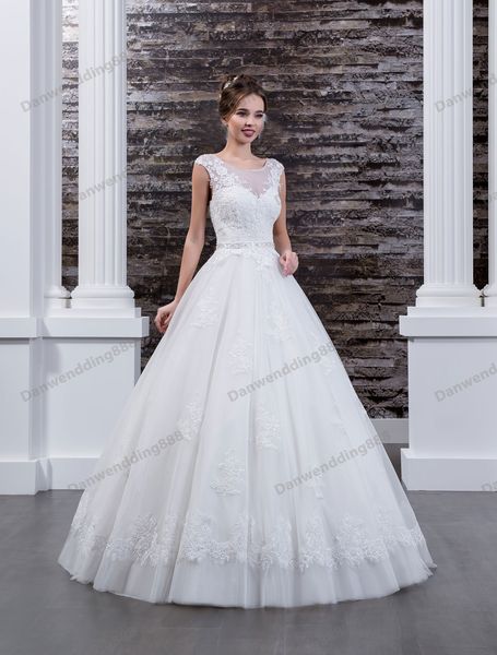 

beauty white tulle scoop applique a-line garden wedding dresses bridal pageant dresses wedding attire dresses custom size 2-16 zw610110