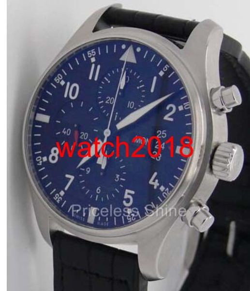 

Luxury watch Leather Bracelet 43mm Mens Watch Chronograph 377701 Day Date with Papers MAN WATCH Wristwatch
