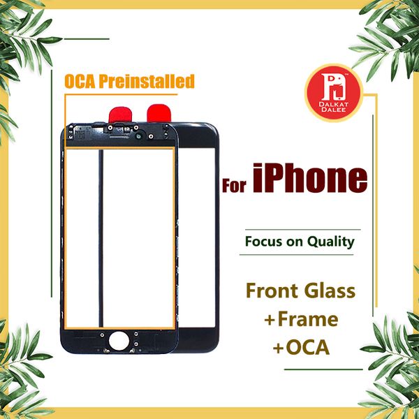 

front touch screen panel outer glass lens + cold press middle frame bezel + oca installed for iphone 5s 5c 6 6s 7 8 plus