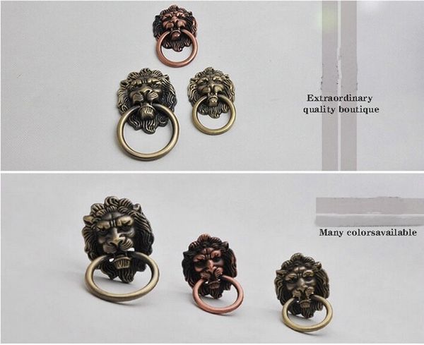 

workmanship 3pcs/lot zinc alloy lion shape ring pull cupboard closet drawer furniture handle knob pull tab with screws