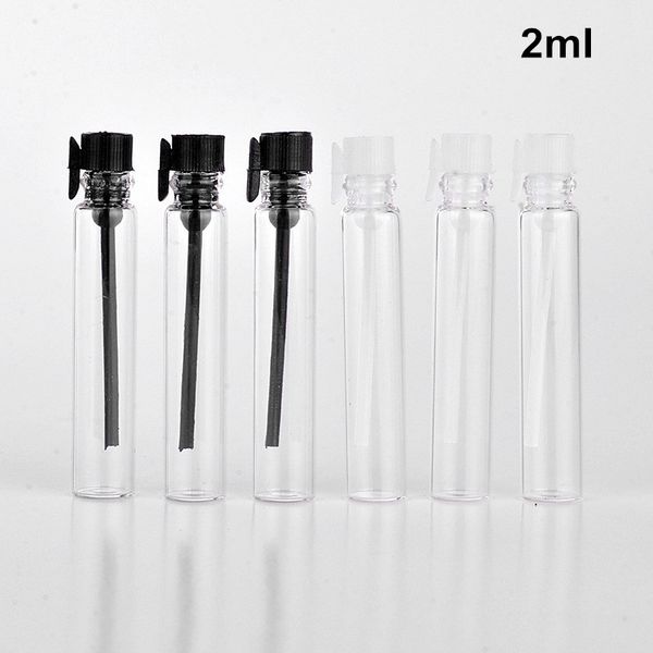 75pcs 2ML Pefume Sample Vial Glass Bottle With black white Lid make up container