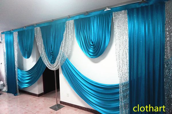

3m high*6m wide wedding silver sequin swag designs wedding stylist swags for backdrop party curtain stage background drapes customer made