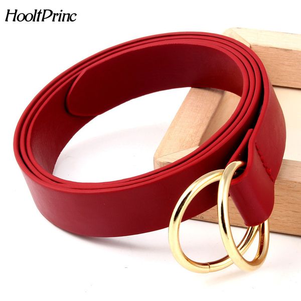 

hooltprinc 2018 new double ring round buckle ladies pu leather belt fashion personality knotted decorative belts for women, Black;brown