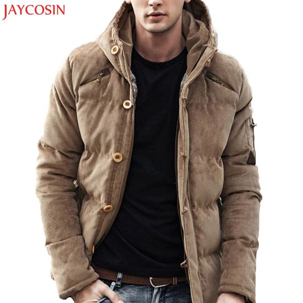 

jaycosin men coat autumn winter pure color long sleeve cotton pocket zipper solid hooded jacket caps coat camouflage z1005, Black