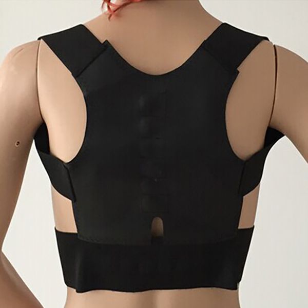 

women back posture corrector corset back support upper shoulder posture correction magnetic therapy b001, Black;blue