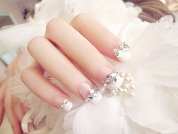 

new 24 pieces wedding party noble lady french 3d fashion with designs style long fake false sticker nails tips with glue, Red;gold