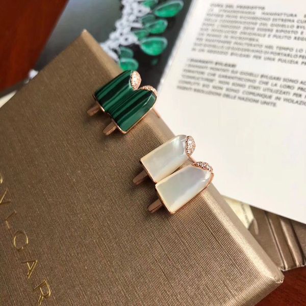 

cute again earring women gelati shape rose golden earrings female malachite white stud ladies summer wedding party diamond jewelry