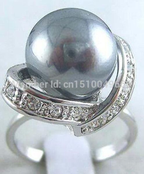 

>>>beautiful jewelry black shell pearl ring size:7 8 9, Silver