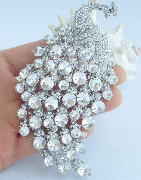 

4.33 " птица Павлин брошь pin w ясно горный хрусталь кристаллы EE05651C5