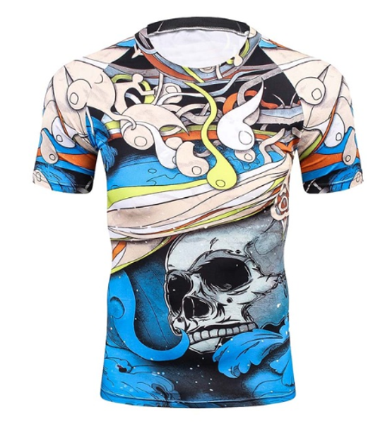 

new arrival men/women skull 3d printed t-shirt summe style fashion casual t-shirt s-xxxxxxxl u662, White;black