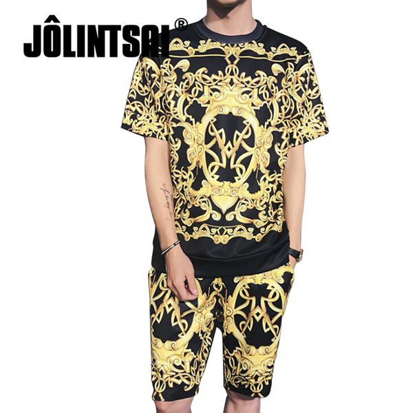 

2018 new fashion summer short sets men 3d printing suits for men hip hop suit sets t shirt +shorts tracksuit plus size -5xl, Gray