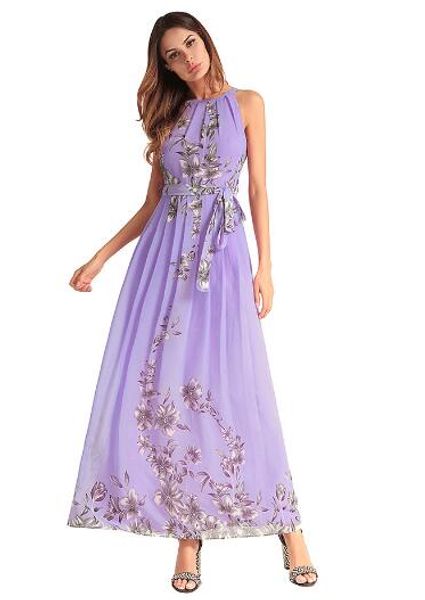 

2018new arrive women's fashion print dress flowers print maxi long dress elegant chiffon bohemia dress s-2xl 3colors, Black;gray