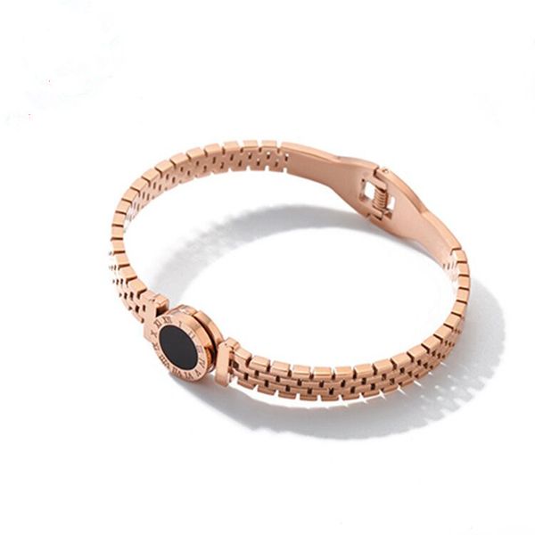 Digital Rome preto oco rodada bolo pulseira de aço inoxidável moda 18 K rose pulseira de ouro titanium ouro oco Pulseira