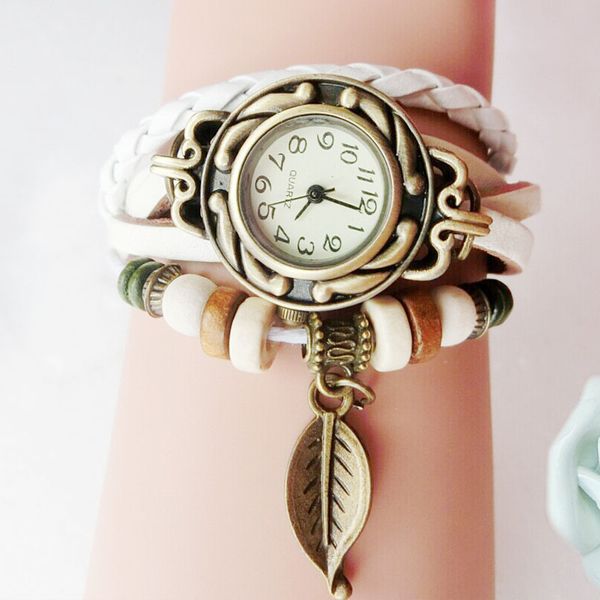 

owl pendant vintage bracelet watch digital wristwatches ladies leather multilayer hand student watches sale, Slivery;brown