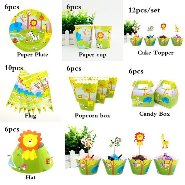 2019 for 12kids jungle safari animals theme birthday party supplie tableware set plate straw glass candybox invitation ect from narciss 25 45 jungle theme birthday invitations