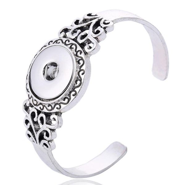 

10pcs 2018 new vintage snap cuff bracelet 18mm silver snap buttons bracelet bangles for women men, Golden;silver