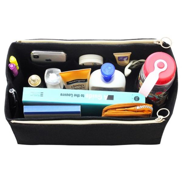 

customizable felt tote organizer (w/ double zipper pockets) neverfull mm gm pm speedy 30 25 35 40 purse insert diaper bag