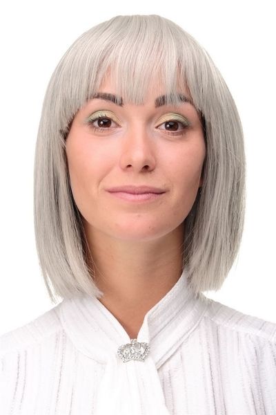 

wig cosplay silver grey black mashup straight 25cm hair wigs, Black;brown