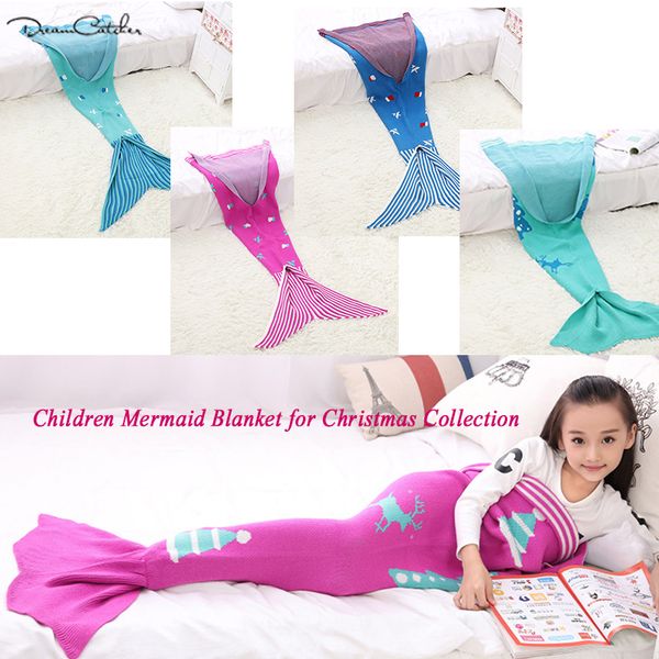 

new christmas mermaid tail blanket children kids mermaid tail handmade crochet soft girl blanket girl sofa throw
