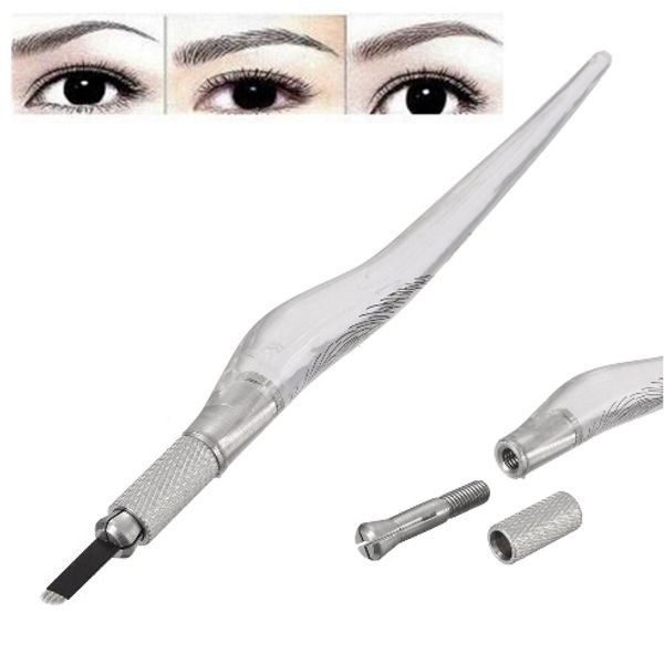 

wholesale tattoo pen manual eyebrow microblading permanent makeup machine pencil unique design transparent handle body art tools