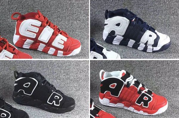 

[Оригинальная коробка] горячая продажа воздуха золото Pippen больше Uptempo Jam детские спортивные баскетбольные туфли Детские темно-бордовый закат классические кроссовки размер: 28-35