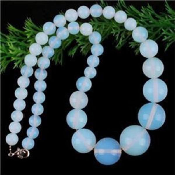 

charming 6-14mm sri lanka moonstone gemstone round beads necklace 17'', Silver