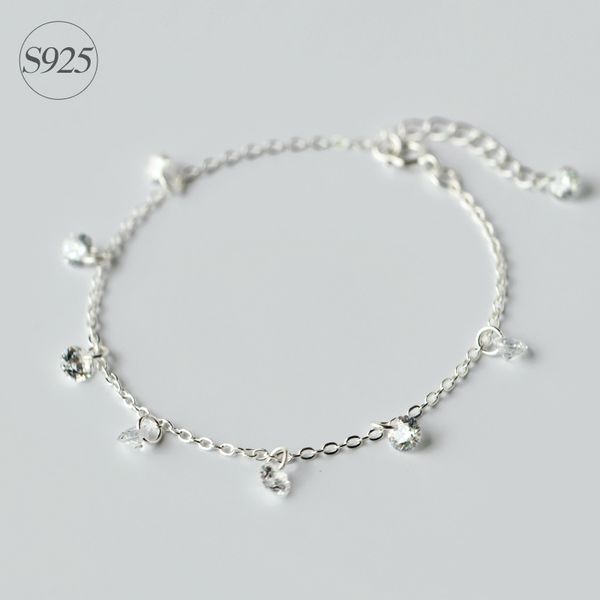 

1pc 925 sterling silver jewelry crystals cz round chain bracelet adjustable bohi ls136, Golden;silver
