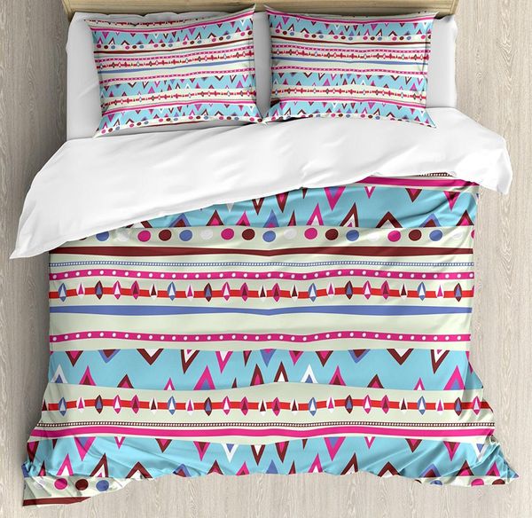 Tribal Duvet Cover Set Old Fashion Mexican Aztec Ethnic Folkloric