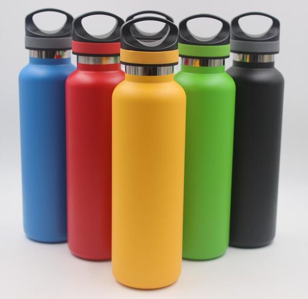 Portable 20oz Flask Water Bottle With Handle Leakproof Lids Double Walled Stainless Steel Vacuum Insulated Drinking Tumbler Keeps Travel Coffee Cups Sport Bottle