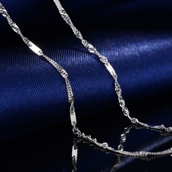 

fine au750 real 18k white gold chain women singapore link necklace 18inch, Silver