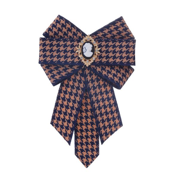 

solid color plaid bow tie ladies shirt brooch diamond ribbon bow, Black;blue