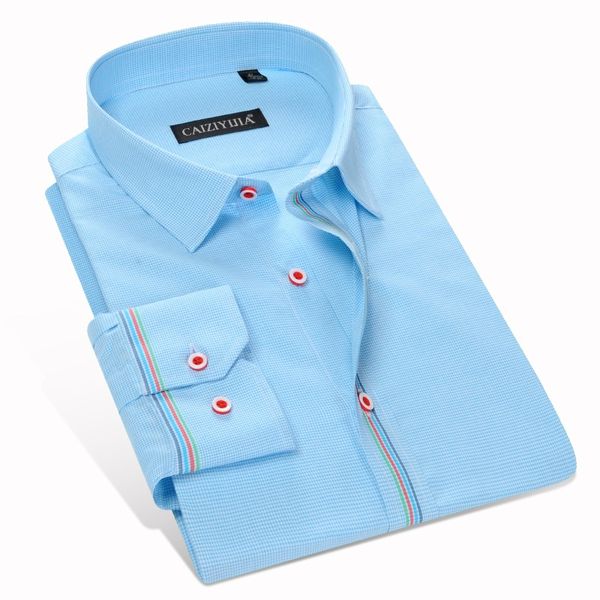 HISDERN Camisa de Vestir Formal para Hombre Camisas de Algodon de Manga Larga con Botones solidos para Hombres