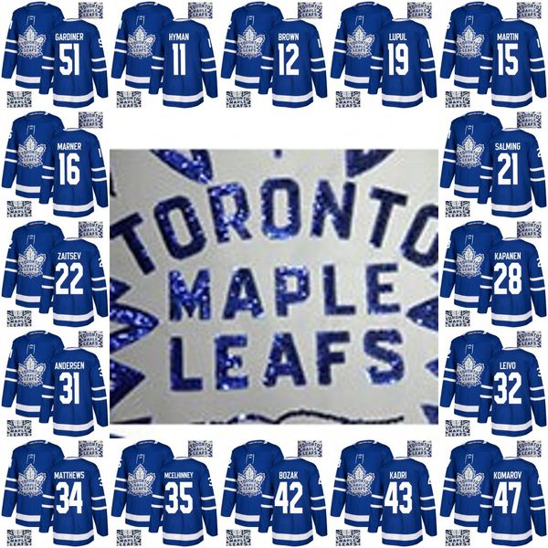 

Toronto Maple Leafs Gold embroidery Jerseys Auston Matthews Mitch Marner Nazem Kadri Morgan Rielly Nazem Kadri Leo Komarov Hockey Jerseys