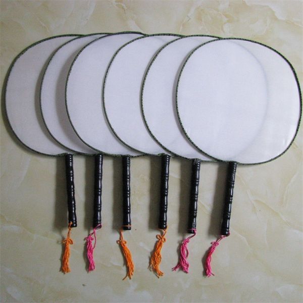 

Пустой белый круглый Шелковый вентилятор деревянной ручкой кисточкой студенты д