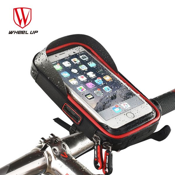 

wheel up bike bicycle cycling phone bag handlebar waterproof tpu touchscreen cellphone holders bags mtb pouch with earphone hole