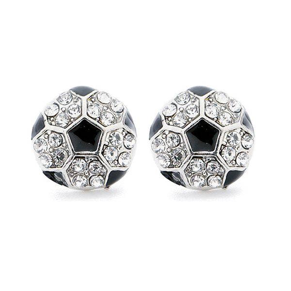 

new cute crystal rhinestone soccer stud earrings for women girls fashion post earrings creative jewelry football accessories silver, Golden;silver