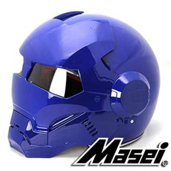 

2016 masei bright blue ironman iron man helmet motorcycle helmet retro half open face 610 abs casque